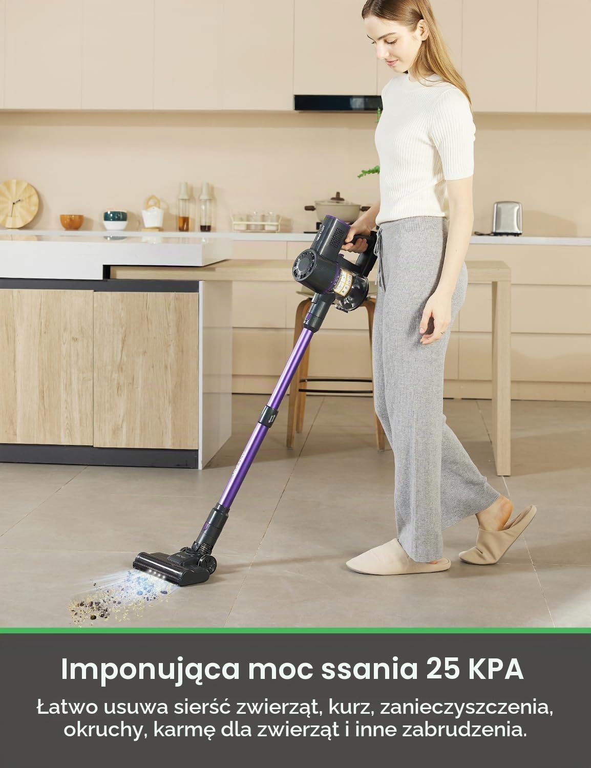 Vactidy V8 Pro, odkurzacz bezprzewodowy, fioletowy, 160 W, 500 litrów, 66 decybeli