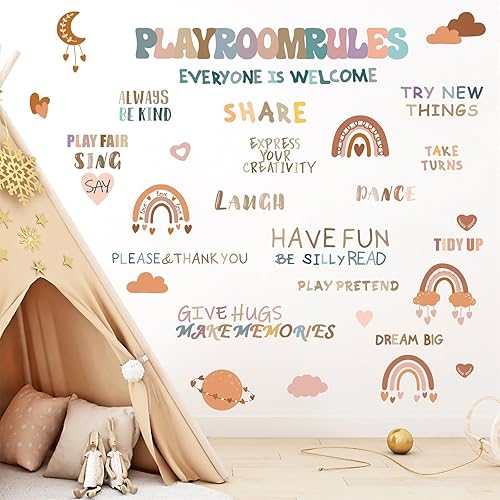 Miniatura 5 de Calcomanías de pared inspiradoras para sala de juegos, calcomanías de pared con cita de arco iris, para sala de juegos, aula, escuela, calcomanías