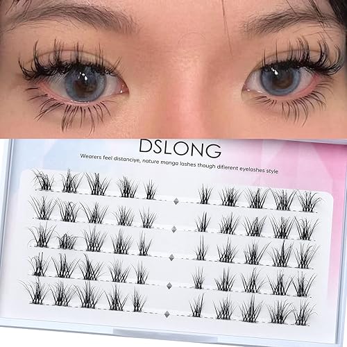 DSLONG Pestañas de manga de aspecto natural, pestañas individuales de anime, pestañas postizas de anime japonés para cosplay, reutilizables, parecen