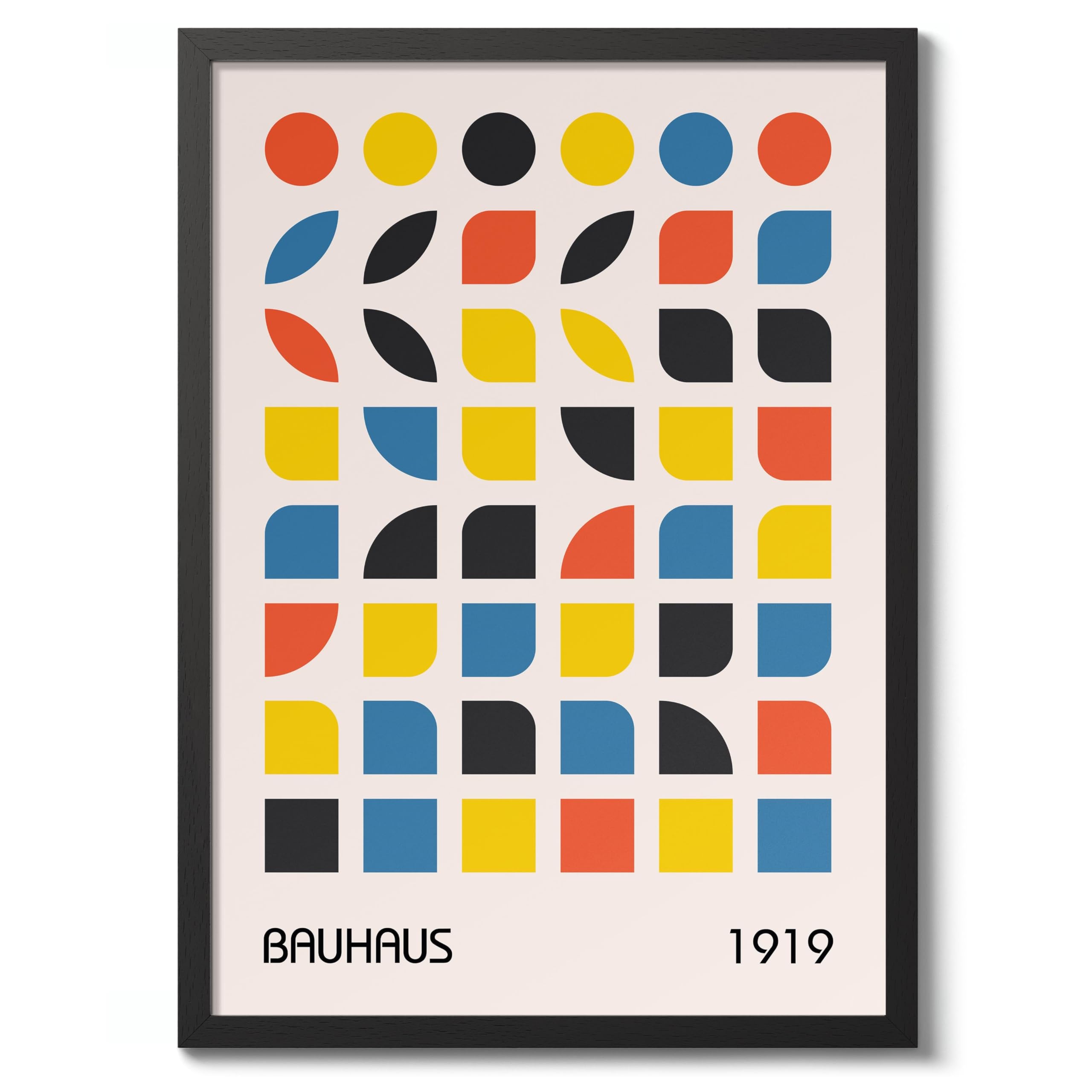 Slice & Dice Bauhaus Poster Mid Century Modern Wall Decor Print, Abstract Geometric Wall Art Boho Abstract Artwork Architecture, Archival Matte, A2 (Black Frame) - 59.4x42cm โ image 1