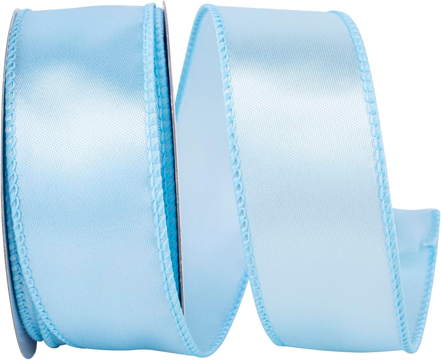 Reliant Ribbon Satin Value Wired Edge Ribbon, 1-1/2 Inch X 10 Yards, Pale Blue