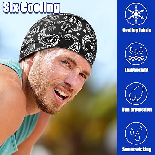 Miniatura 2 de Haysandy 6 piezas de gorro de calavera de enfriamiento para casco de motocicleta, forro para hombres y mujeres, gorro que absorbe el sudor, gorro