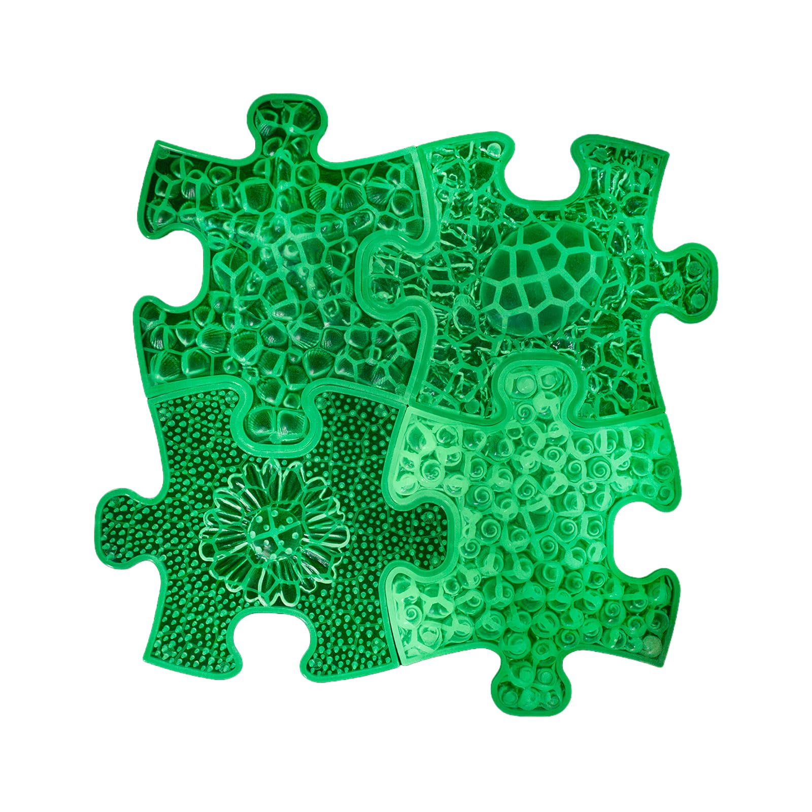 MUFFIK Let’s Glow Orthopedic Mini Mats | Glow-in-the-Dark Sensory Tiles for Kids | Foot Massage, Balance & Arch Support | 4-Piece Puzzle Set