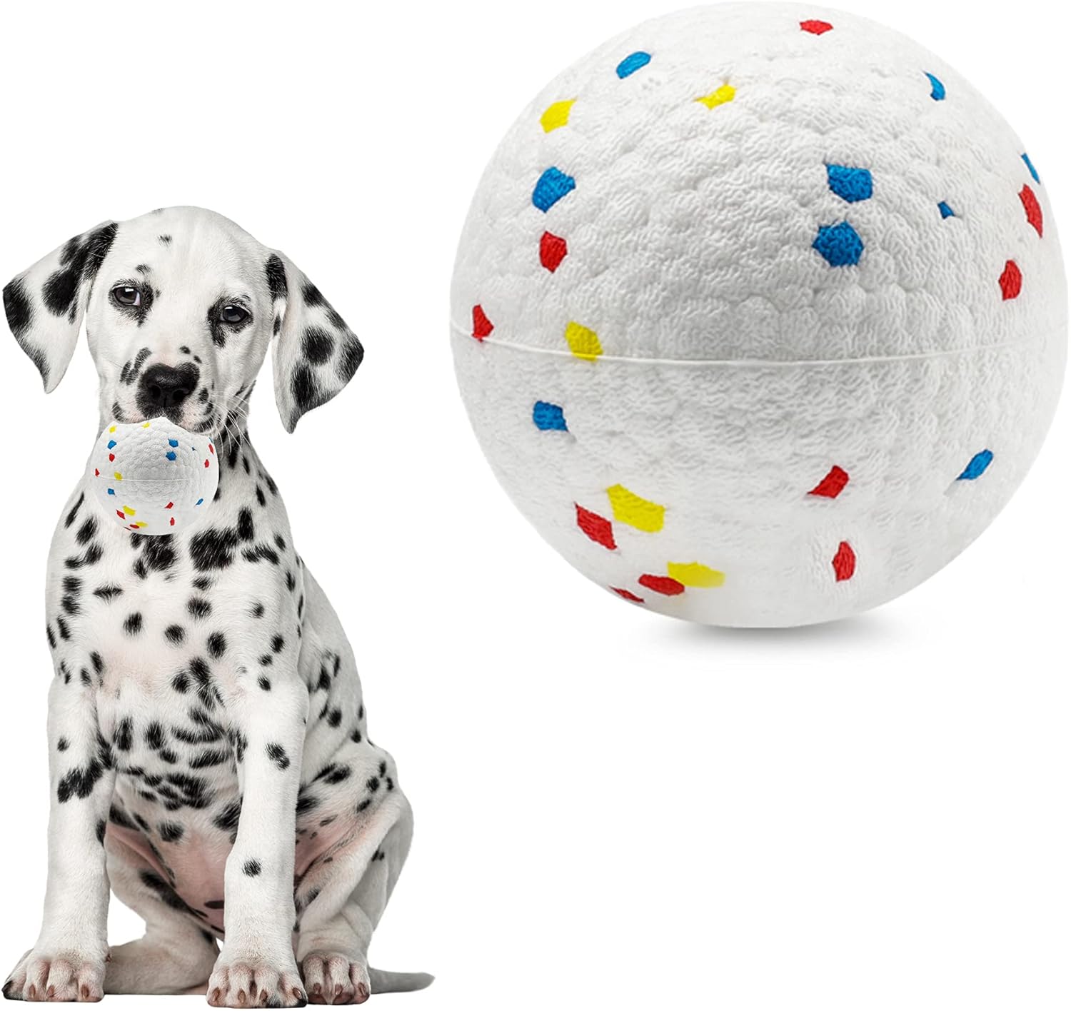 Pet Supplies : PETSLA Dog Ball Toys for Aggressive Chewers, Indestructible Dog Ball Float On Water Fetch Bouncy Durable Solid TPR Rubber Ball for Power Chewers (S Polka Dot Color 1PK) : 