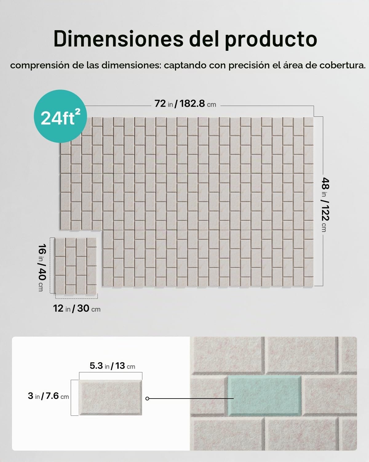 Soundsbay Paneles Acústicos Autoadhesivos Ladrillo 12 Piezas Beige | Aislamiento Acústico, Pared, para Tratamiento Decoración, Panel acustico, Espuma acustica 30x40x0.9cm