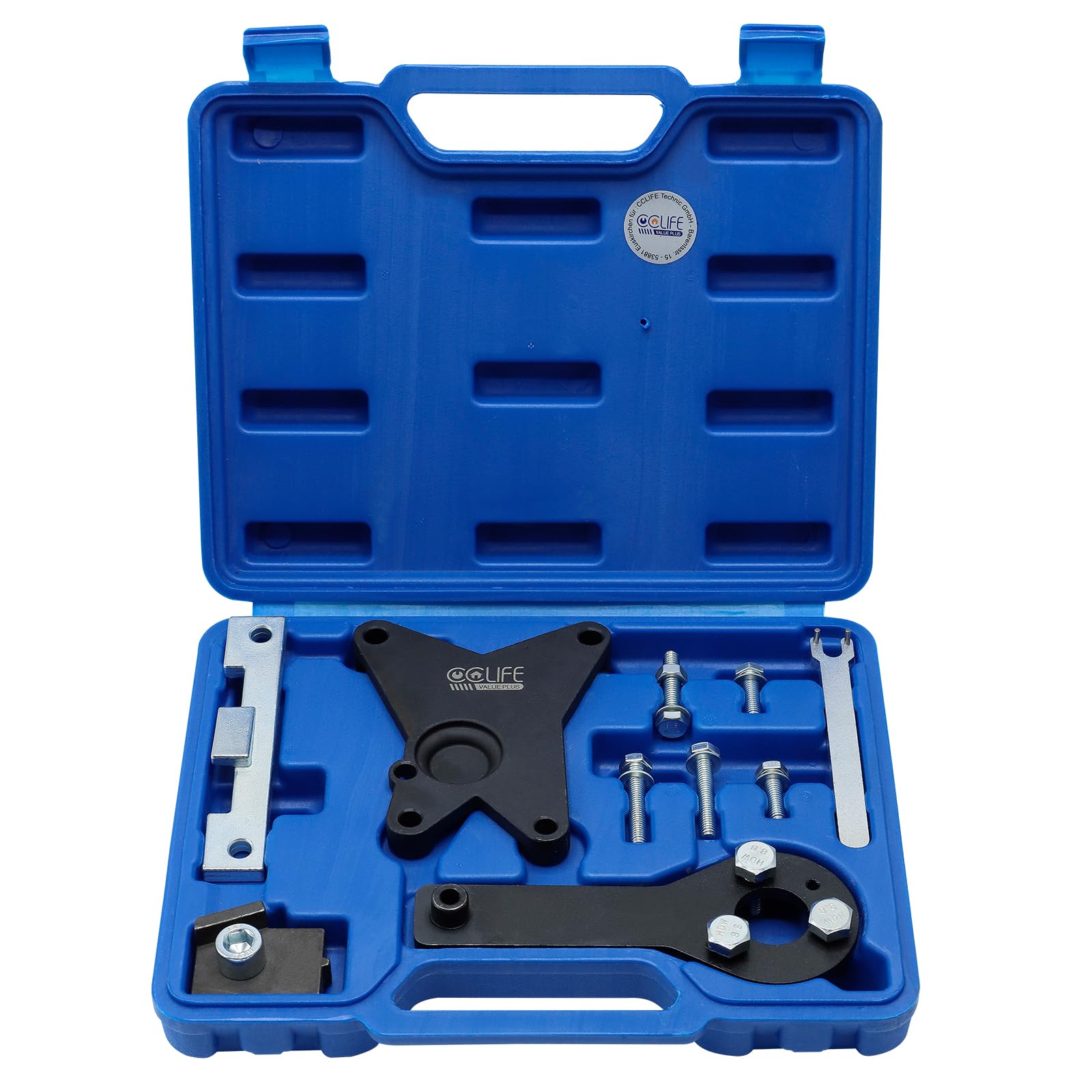 CCLIFE 10 Pezzi Kit Messa in Fase Motore Set di Attrezzi per la Regolazione del Motore Compatibile con Fiat, Ford, Lancia 1.2, 1.4 8V | Per motori a 8 valvole da 1,2 l/1,4 l di Fiat, Ford, Lancia, set da 10 pezzi per una regolazione precisa del motore
