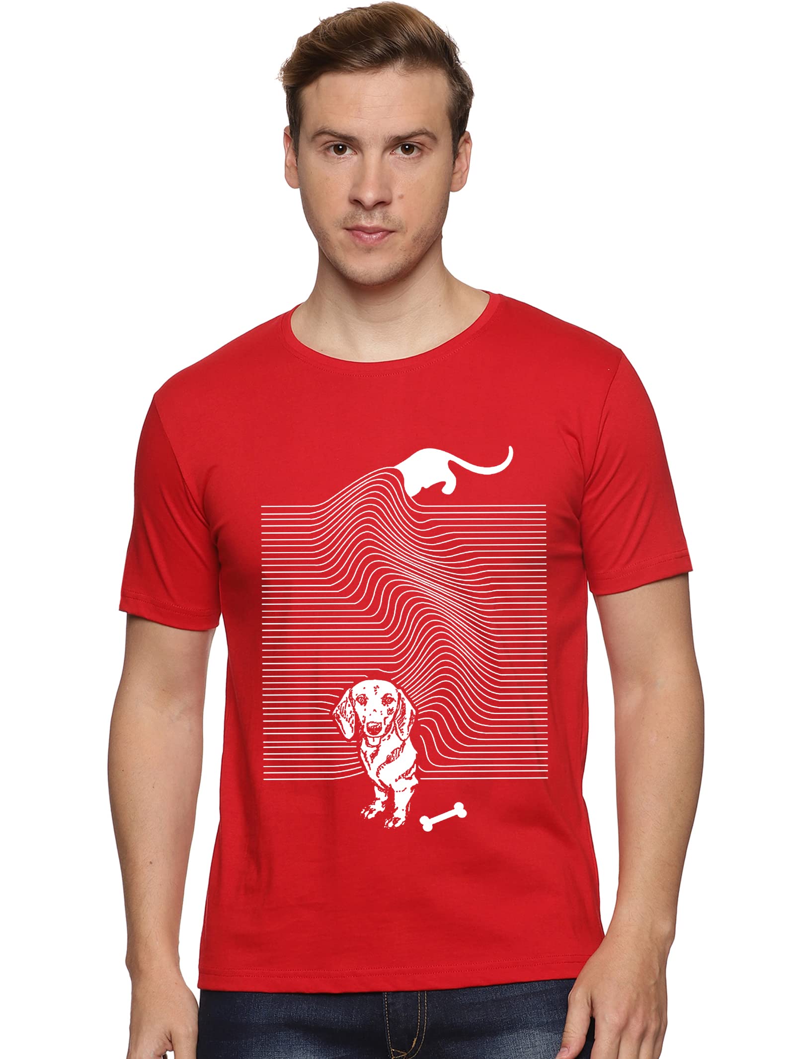 ADROMen's Dog Design Printed T-Shirt