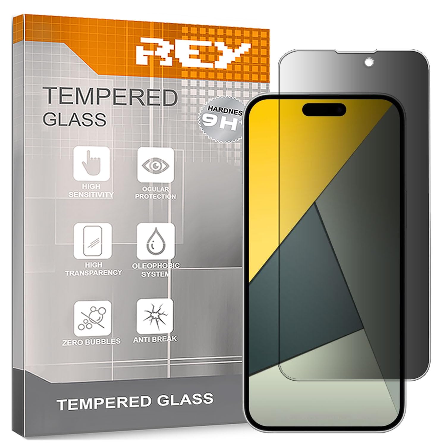 REY Protector de Pantalla Antiespía para IPHONE 15 PLUS 6,7" - 15 PRO MAX 6,7" - 16 PLUS 6,7", Cristal Vidrio Templado Premium