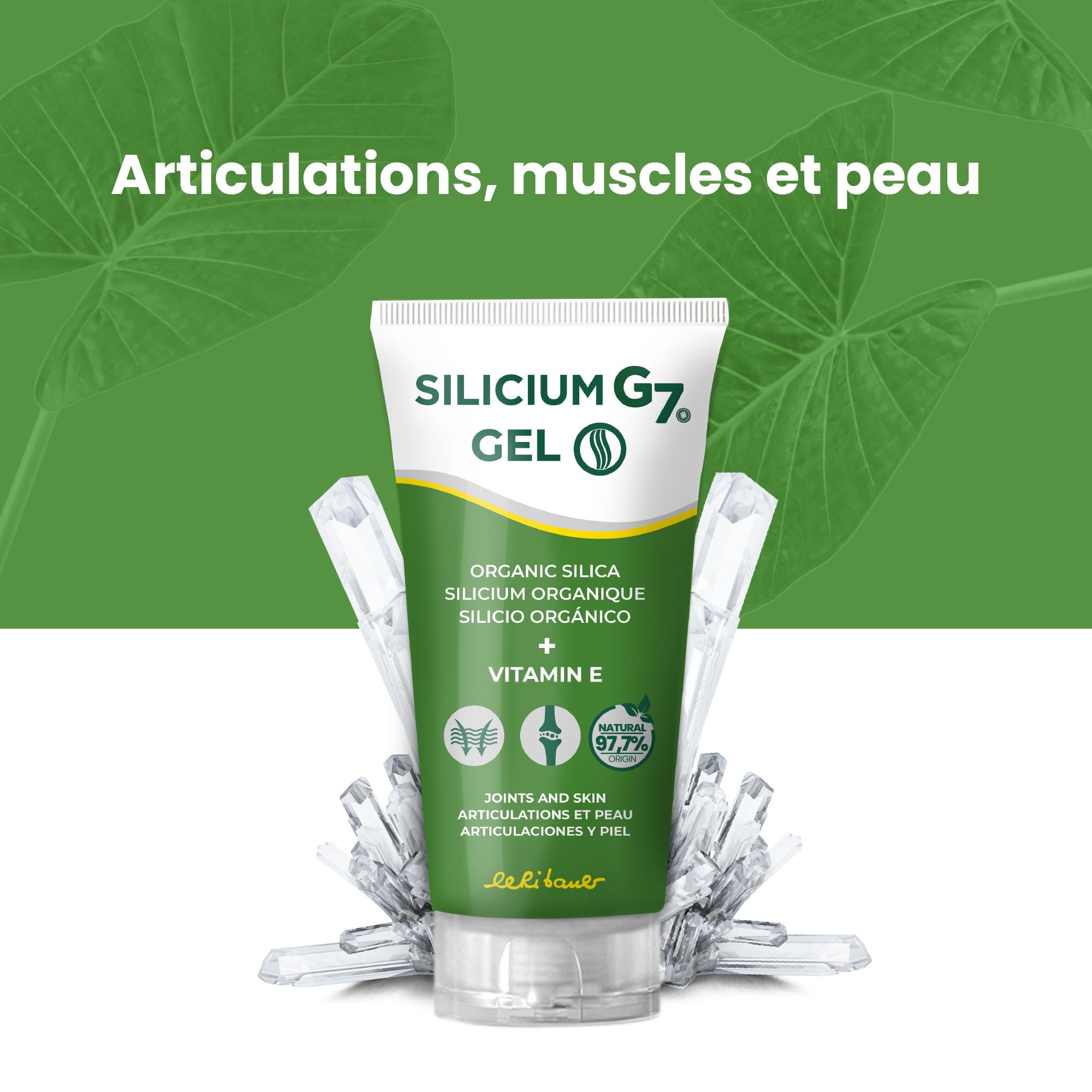 Silicium G7 Gel Corporel, Haute Concentration en Silicium, Soulage Articulations et Muscles, Absorption Rapide, Usage Quotidien, Texture Légère, Sans Parabènes, Format Topique. 150 ml