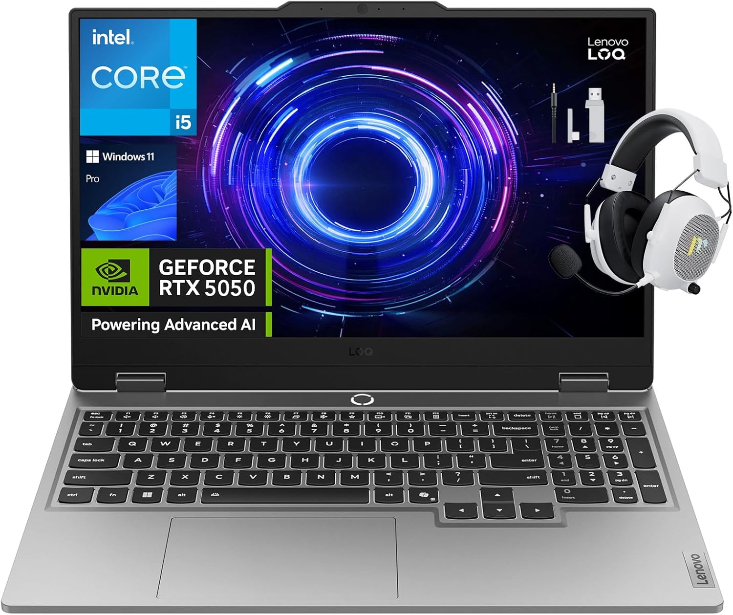 Lenovo LOQ Laptop Gaming 15,6″ FHD 144Hz, Intel Core i5-13450HX, NVIDIA GeForce RTX 5050, 32GB DDR5 RAM, SSD 1TB, Wi-Fi 6, Teclado Retroiluminado, Windows 11 Pro, Gris Luna, con Accesorio Mytrix Lenovo LOQ Laptop Gaming 15,6″ FHD 144Hz, Intel Core i5-13450HX, NVIDIA GeForce RTX 5050, 32GB DDR5 RAM, SSD 1TB, Wi-Fi 6, Teclado Retroiluminado, Windows 11 Pro, Gris Luna, con Accesorio Mytrix