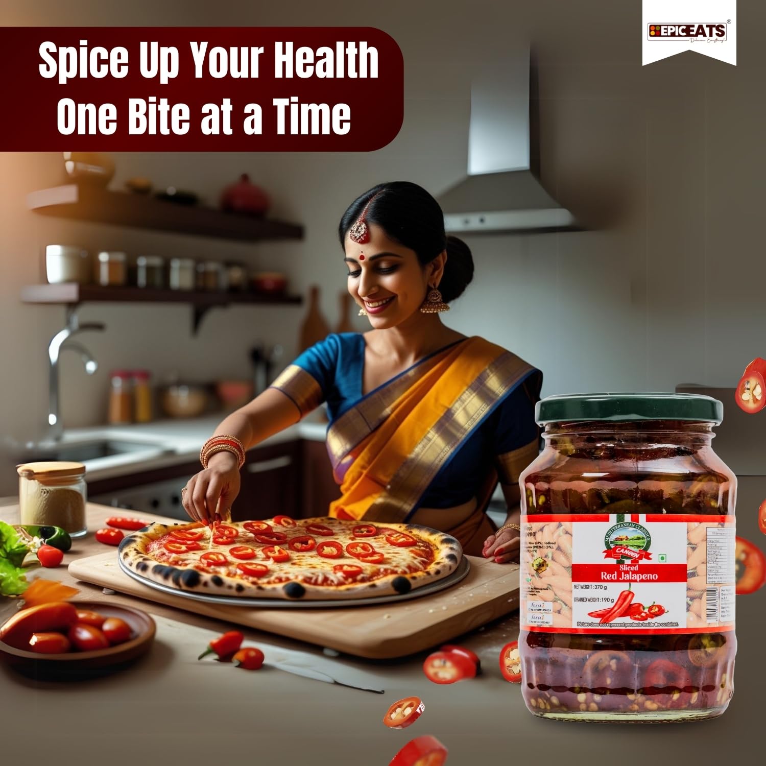 CANEEN Red Jalapeno Slices 370gm I 100% Vegan I Ready-to-Eat Fibre-Rich Topping for Pizza, Pasta, Snacks and Salads | Non-GMO (Pack Of 1) 3