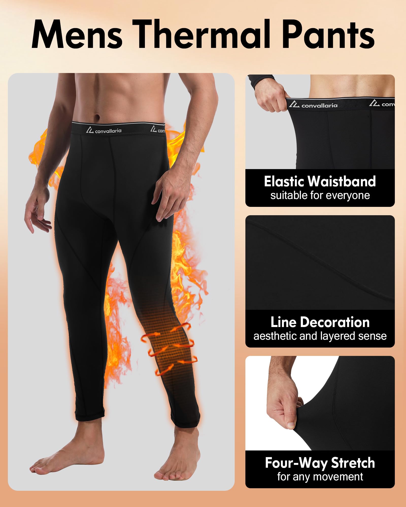 CL convallaria Confezione da 1/2/4 pantaloni termici a compressione da uomo, leggings sportivi da indossare sotto la stagione fredda, taglie S-2XL, 2 pezzi - nero/nero, M