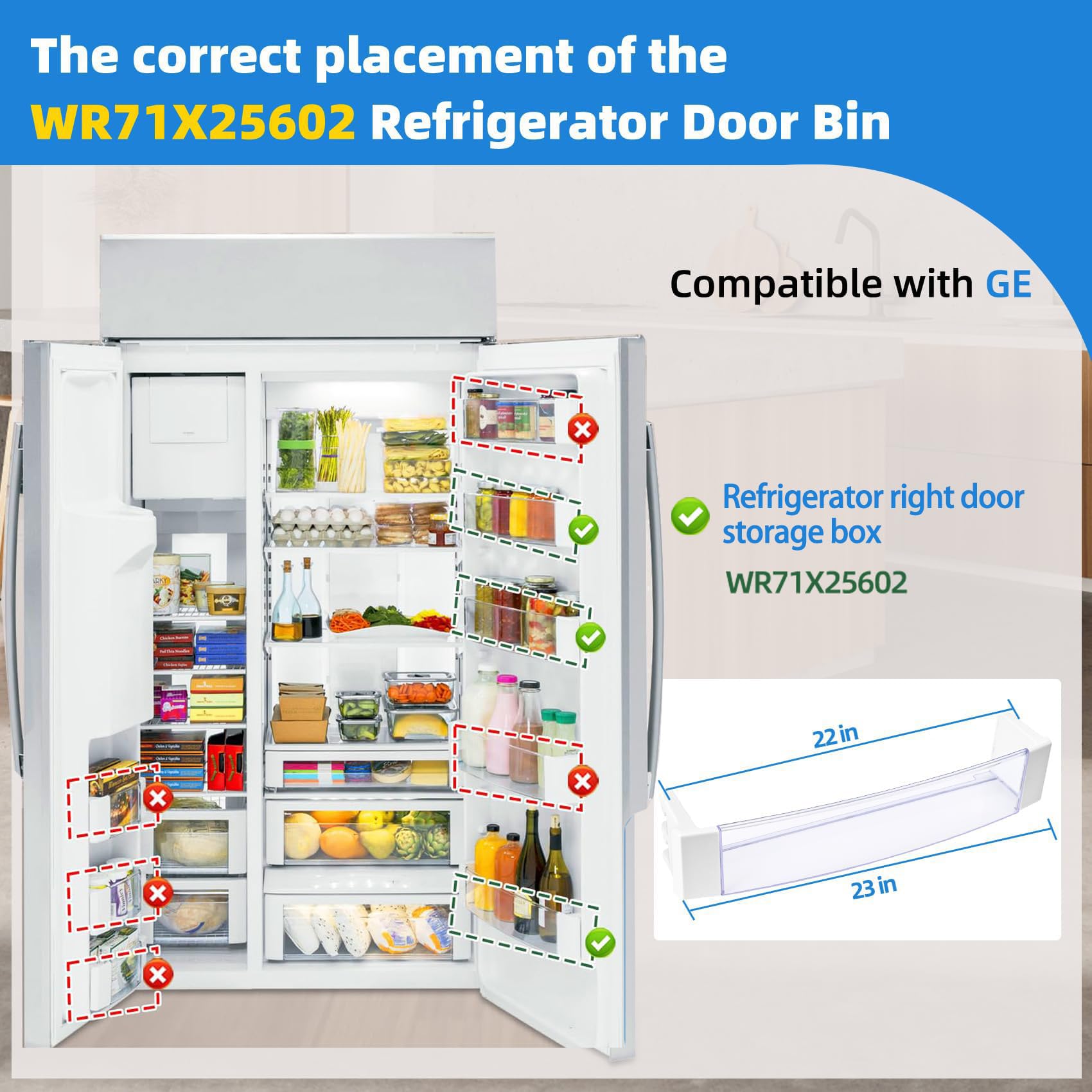 Amazon.com: WR71X25602 Refrigerator Door Shelf Bin Compatible With