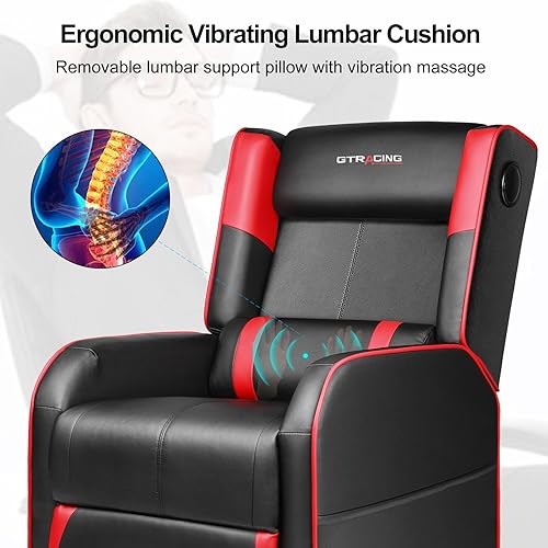 Miniatura 5 de GTRACING Silla reclinable para juegos con altavoces Bluetooth, estilo carreras, sofá individual para juegos, moderno, reclinable, ergonómico,