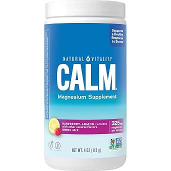 Natural Vitality Calm Drink Raspberry Lemon, 4 oz | Premium magnesium citrate powder, delicious raspberry lemon flavor, helps reduce everyday stress, promotes natural calm.