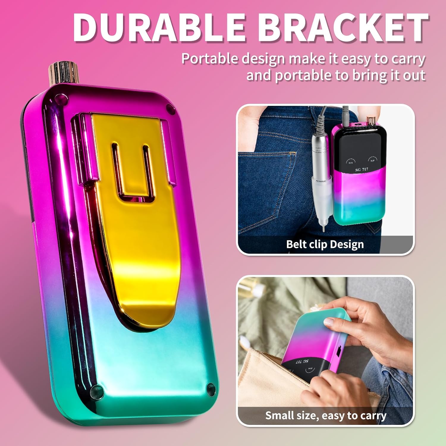 LIMEGIRL Professional Electric Nail File Drill Bits Kit 45000RPM for Acrylic Toenail Machine Clippers with 14 Drill Bit Gradient Green Portable Rechargeable Cordless