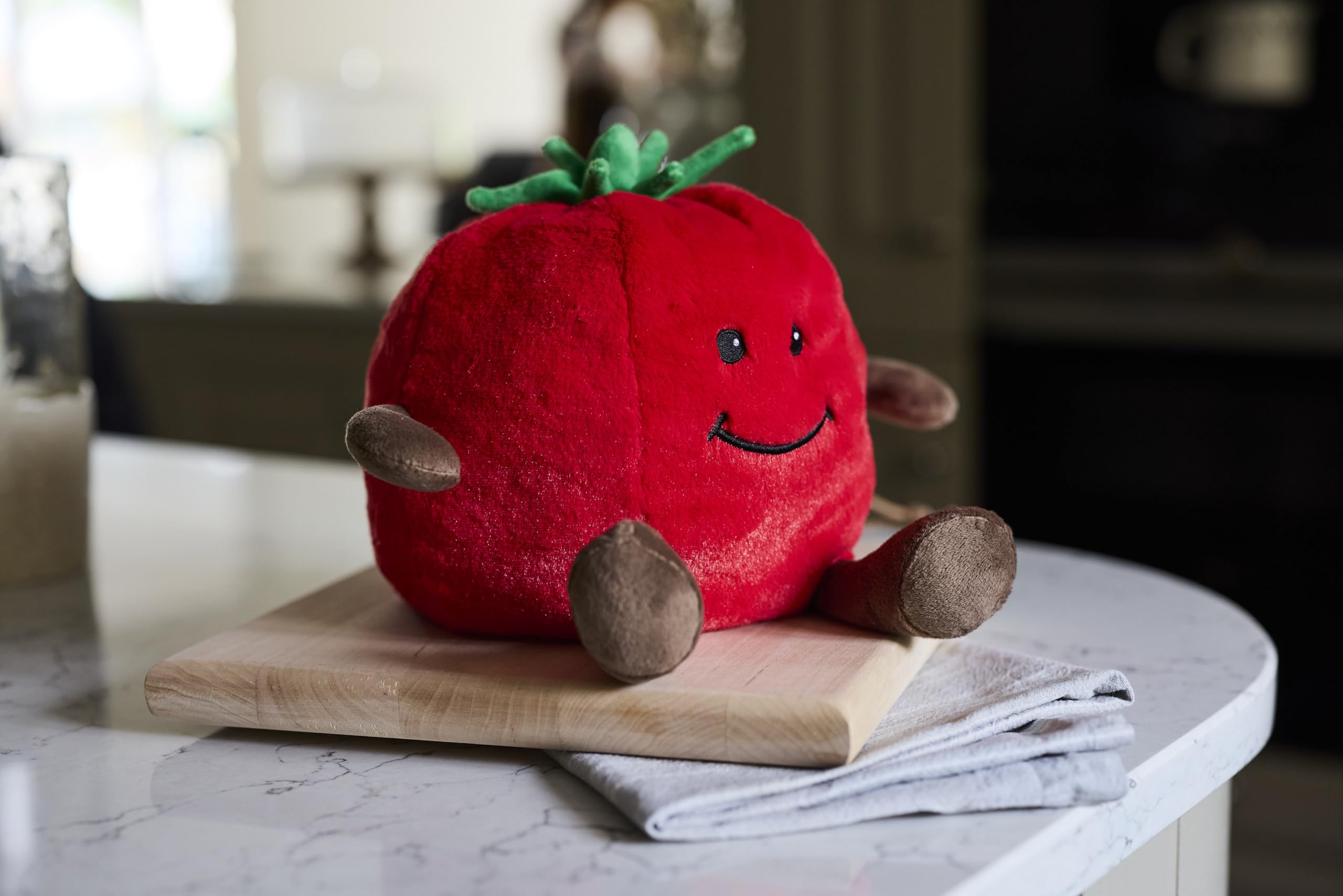 Warmies Tomate Große Größe, Vollständig Mikrowellengeeignet und Gewichtetes Kuscheltier für Angst, Im Gefrierschrank kühlen oder in der Mikrowelle erwärmen, Weiches Wärmekissen
