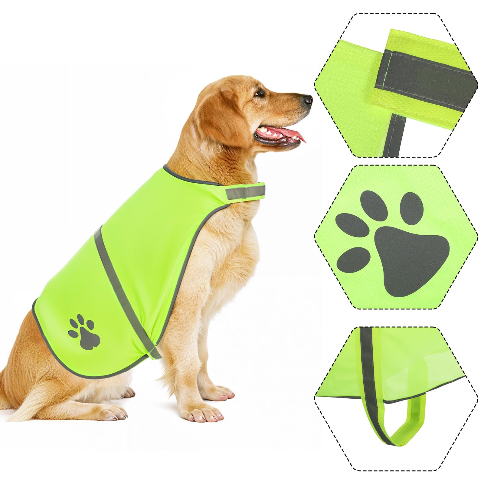 Reflective Dog Vest High Visibility Safety Service Jacket, Adjustable Apparel for Outdoor Activities Walking - Image 3