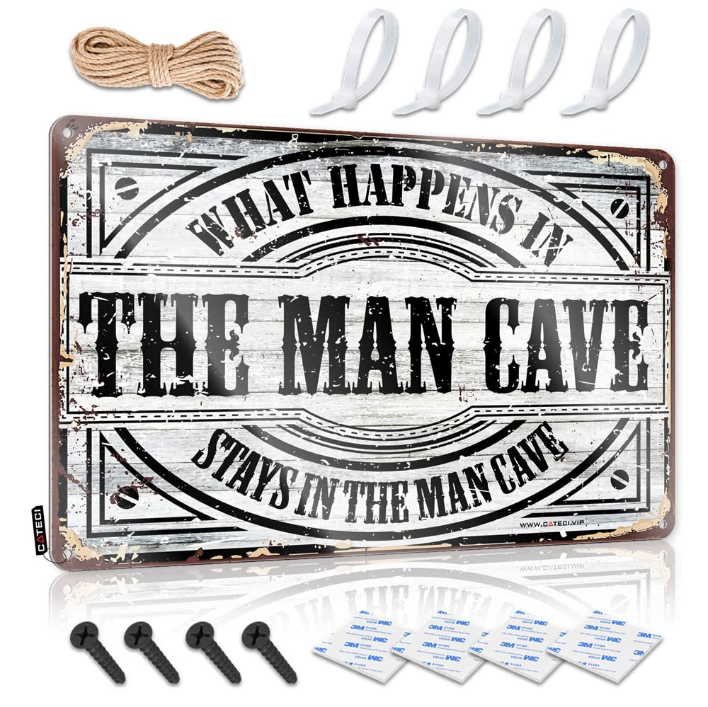 Funny Bedroom Decor What Happens In The Man Cave Stays In The Sign Bar Man Cave Decor Tin Sign Man Cave Decor(30X40CM)