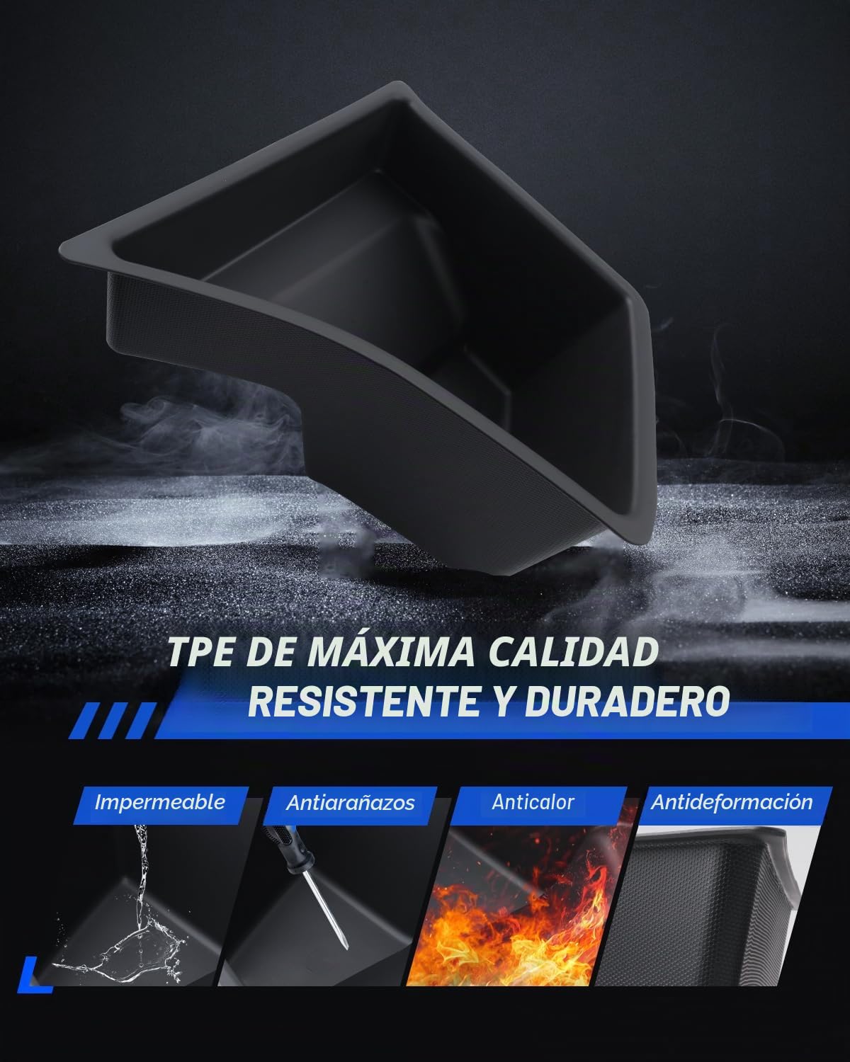 Organizador de Maletero 2 Unidades para Tesla Model 3 2024-2026 TPE Caja de Almacenamiento de Maletero con Cubierta flocada, Impermeable y Antideslizante, Tesla Model 3 Highland Accesorios