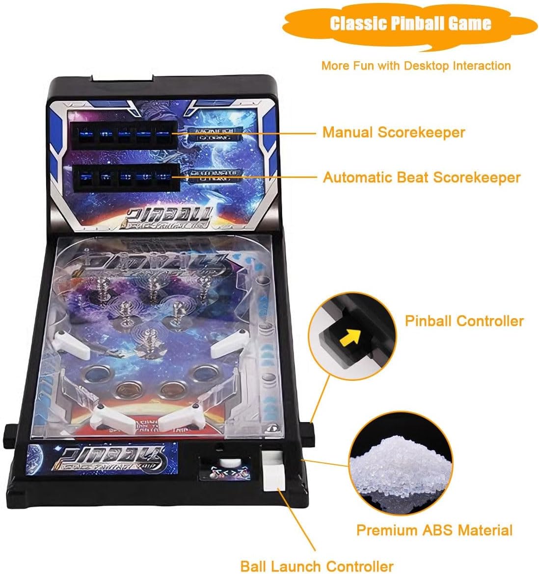 Super Pinball Machine Game - Electronic Arcade Toy with Digital Scoreboard, The Ultimate Mini Tabletop Pinball Game for Teens Kids, Ideal