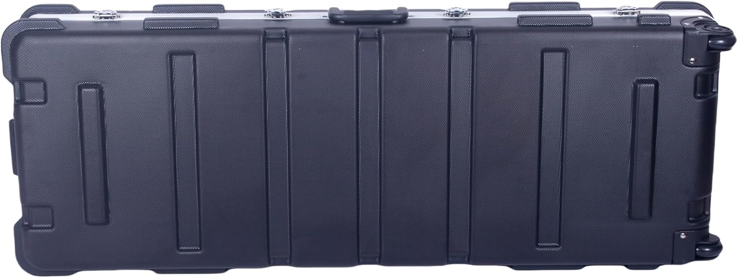 Crossrock 61-Key Keyboard Case with Wheels – PE Injection Molded Hardshell for Yamaha PSR Models & More, Custom Foam Interior, Waterproof – Black (CRA862YKBK)