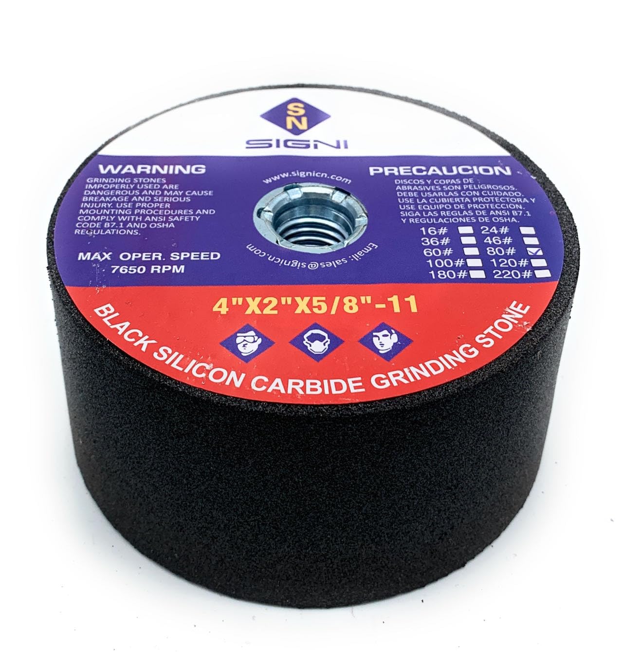 SIGNI 4 inch Silicon Carbide Grinding Stone with 5/8 Arbor for Grinding Masonry (80 Grit)