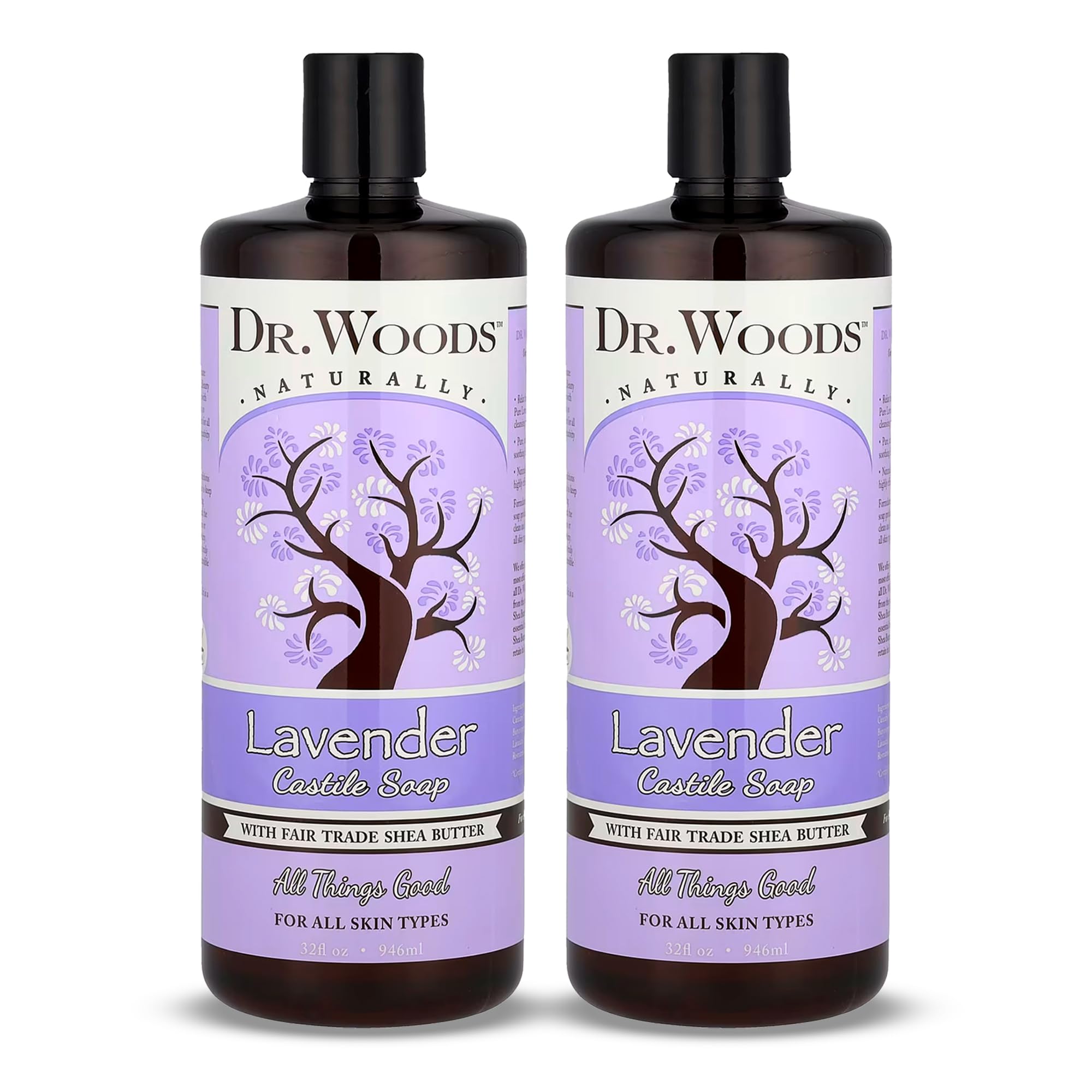 Dr. Woods Lavender Liquid Castile Soap - Castile Soap with Pure Lavender Oil, Body Wash for Men and Women, Organic Shea Butter, Natural Cleaner for