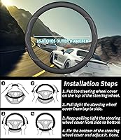 Vista 6 de Funda de cuero de ajuste personalizado para volante de automóvil Honda, estilo A, 3.5 pulgadas