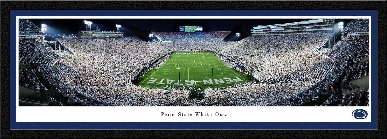 Penn State Football, End Zone (2021 White Out) - 42x15.5-inch Single Mat, Select Framed Picture by Blakeway Panoramas