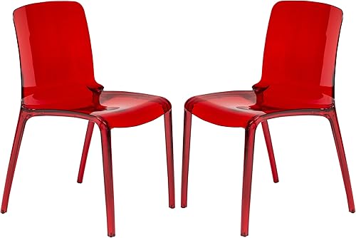 Miniatura 1 de LeisureMod Adler Mid-Century - Silla auxiliar de comedor moderna, juego de 2 (color negro transparente)