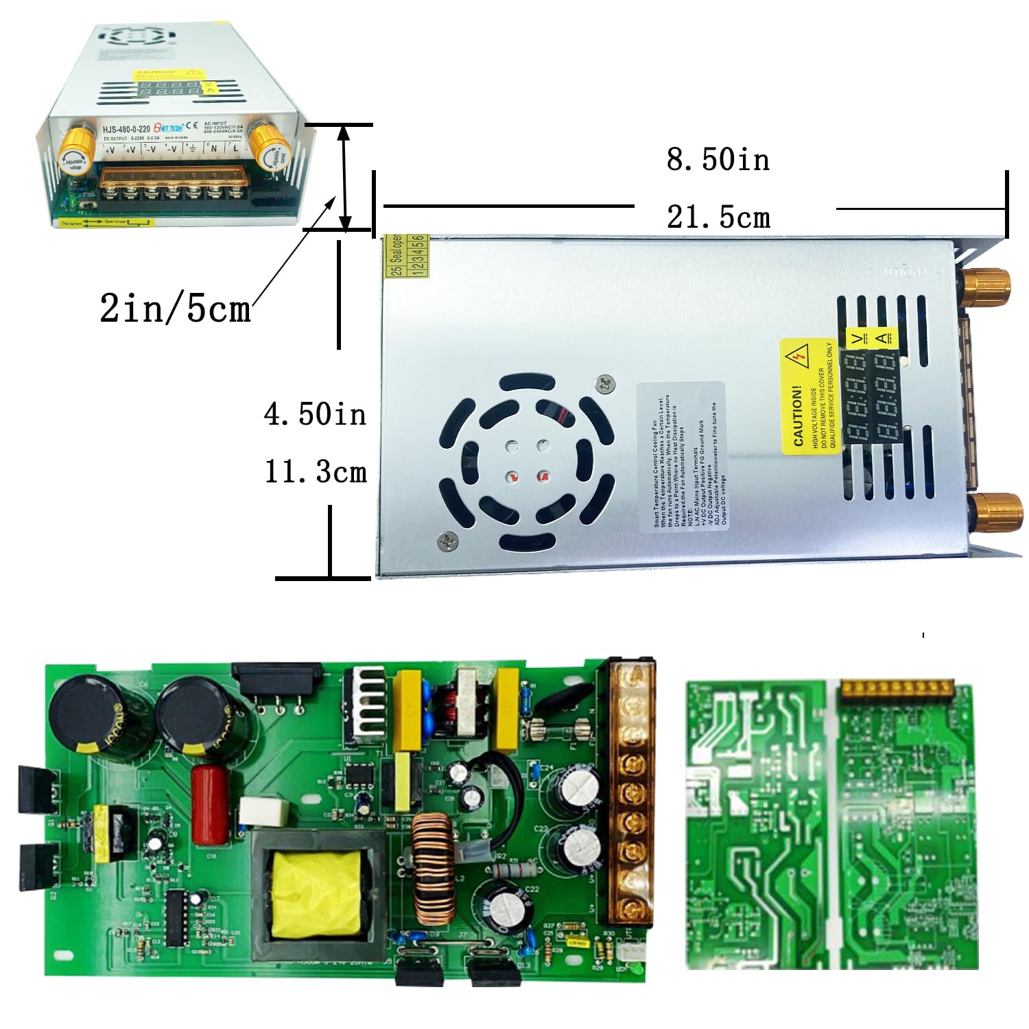 Trasformatore AC-DC 0-60V 0-8A480W Tensione e corrente regolabili Con display digitale Alimentazione switching regolata in CC Per la regolazione della velocità del motore CC