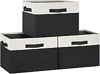Vista 29 de GhvyenntteS Contenedores de almacenamiento extra grandes con tapas, cajas de almacenamiento plegables de tela con tapas y 3 asas de cuero, cestas