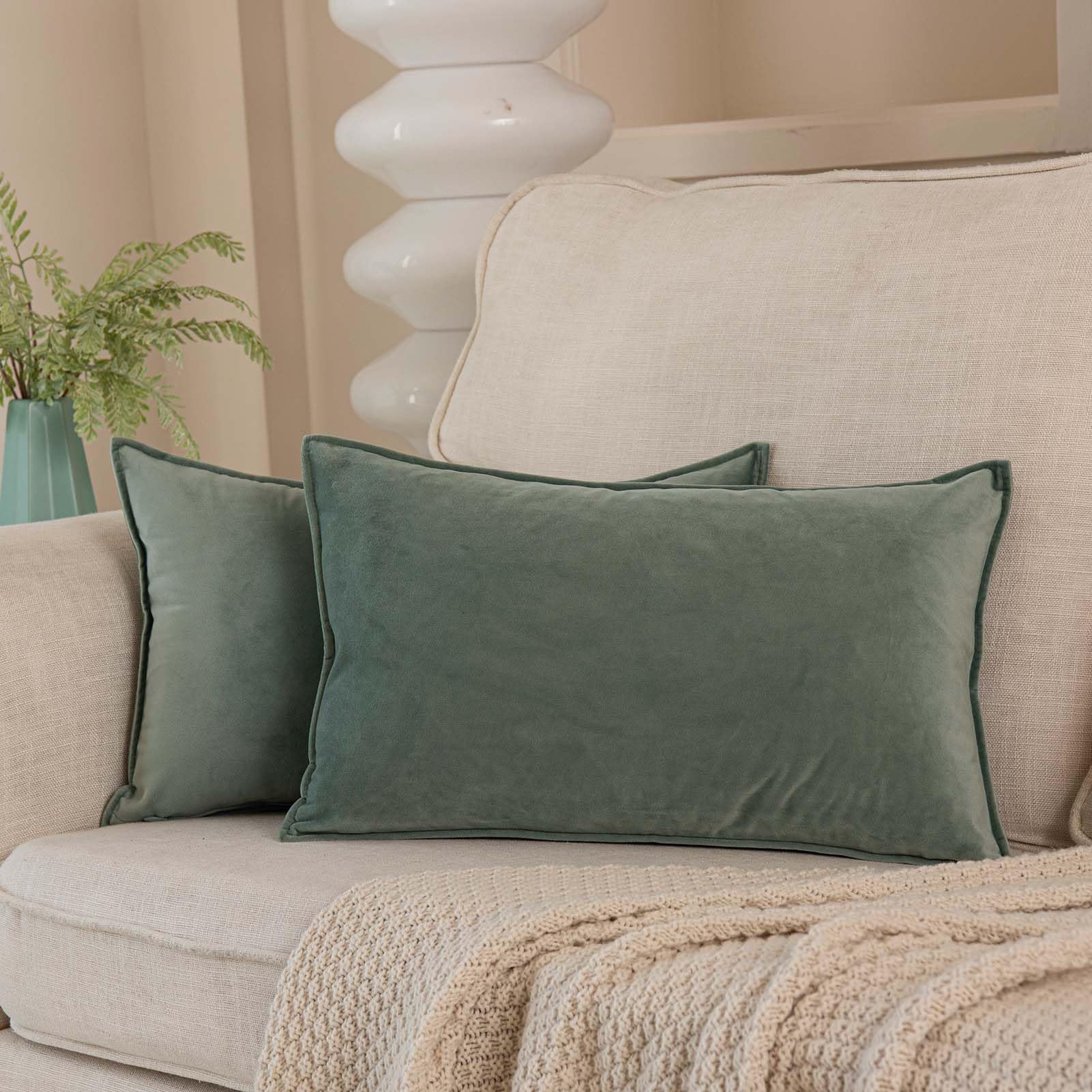 JUSPURBET 14x24 Pillow Covers Set of 2 Decorative Throw Pillow Covers Case for Couch Sofa Bed Soft Velvet Lumbar Cushion Covers with Hidden Zipper for Home Decor Living Room,Sage โ image 1
