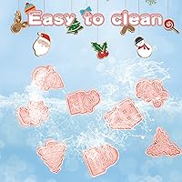 Vista 4 de 24 piezas de sellos de galletas de Navidad, cortadores de galletas de jengibre, cortadores de galletas de Navidad con relieve, cortadores