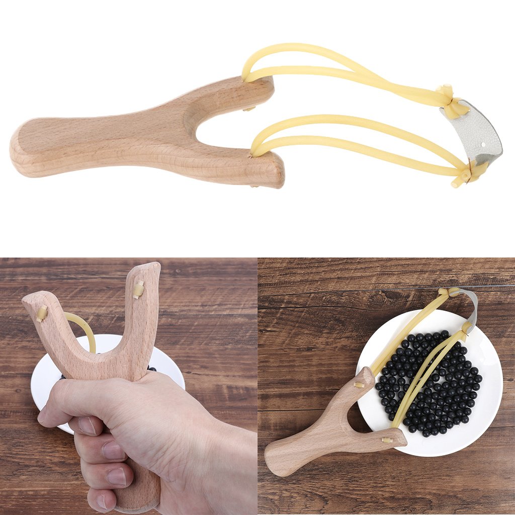 In legno naturale con elastico per caccia all'aperto, giochi sportivi, faggio+gomma