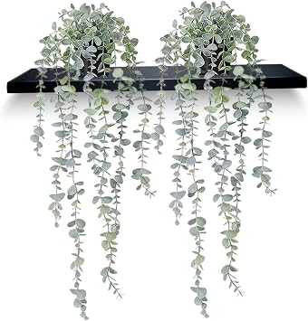 2Pcs Artificial Hanging Plant 22" Decorative Eucalyptus Fake Hanging Plants DIY Friendly for Indoor, Outdoor, Photo Prop, Artificial Plant, Fake Plants