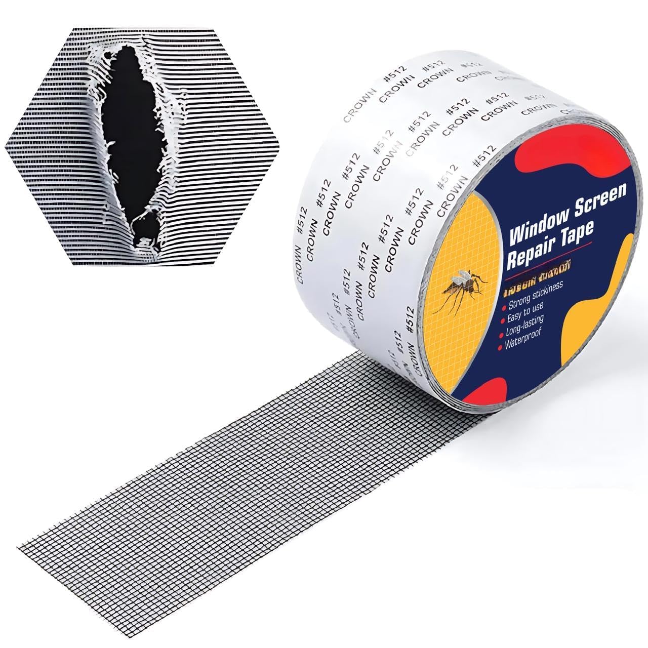 Mosquito Net Repair Tape | Strong Adhesive & Waterproof Window Mosquito net Covering Mesh Tape for Door Tears Holes Screen Patch Repair (200Cm X 5CM) (Quantity 1)