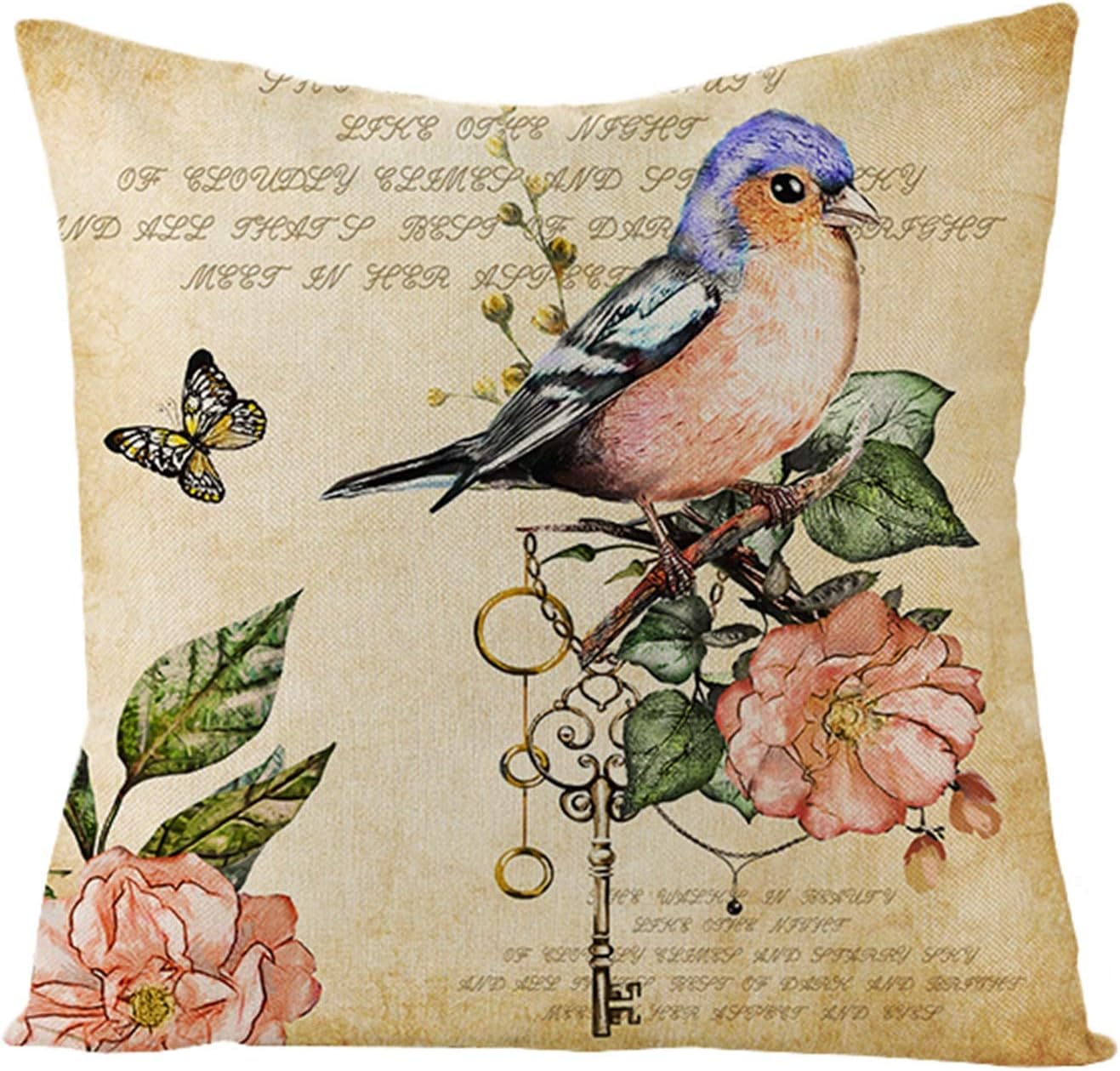 Pillow Cover King Size Cushion Covers Pillowcase Bird Branch Butterfly
