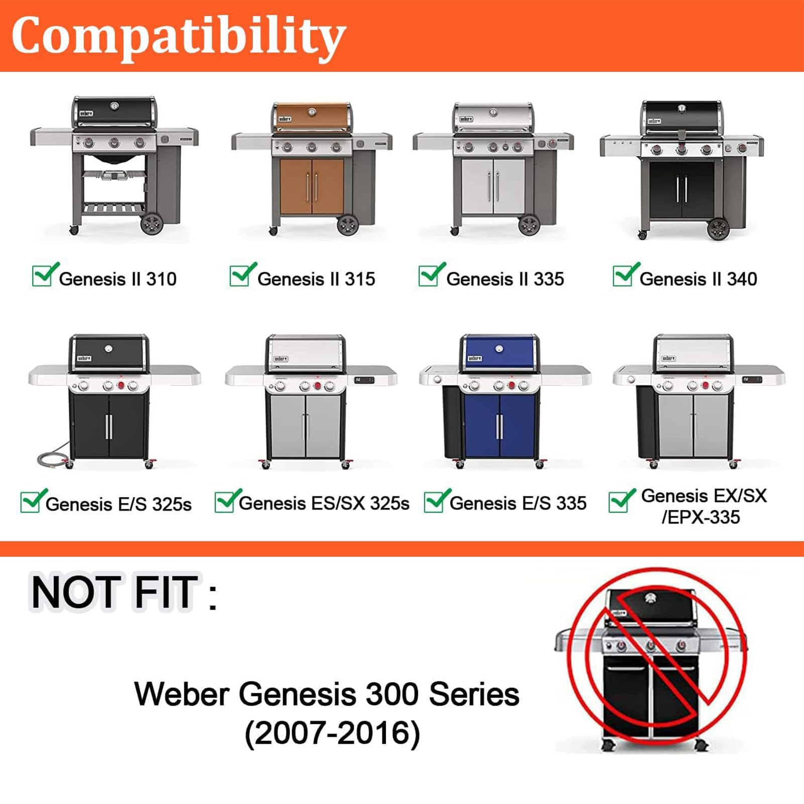 GFTIME Acciaio inossidabile Flavorizer Bars & Reflettore di calore per Weber Genesis II/LX 300 Series II E-310, II E-330, II E-335, II S-335, II LX S/E-340 (2017 - nuovo), piastre riscaldanti di