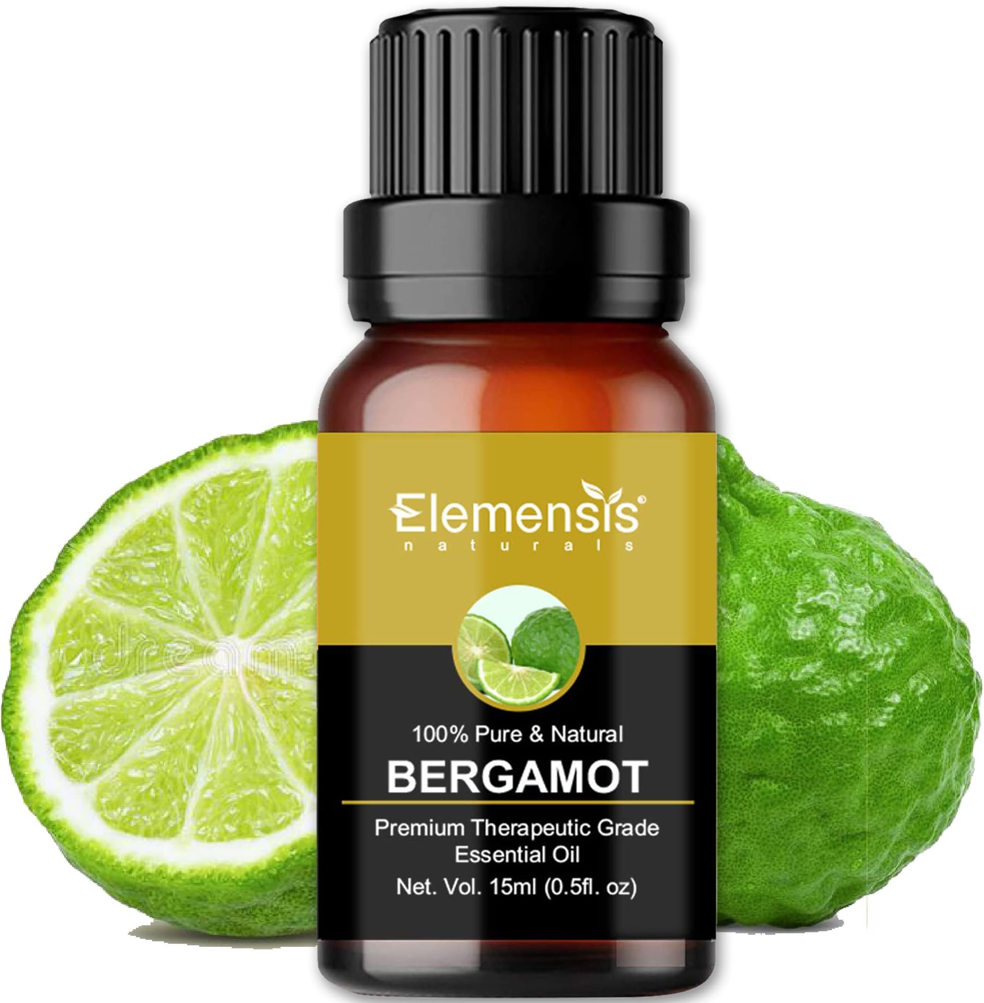 Pure & Natural Bergamot Essential oil for Skin, Hair and Stress Relief, Natural and Therapeutic Grade Essential Oil, 15ml