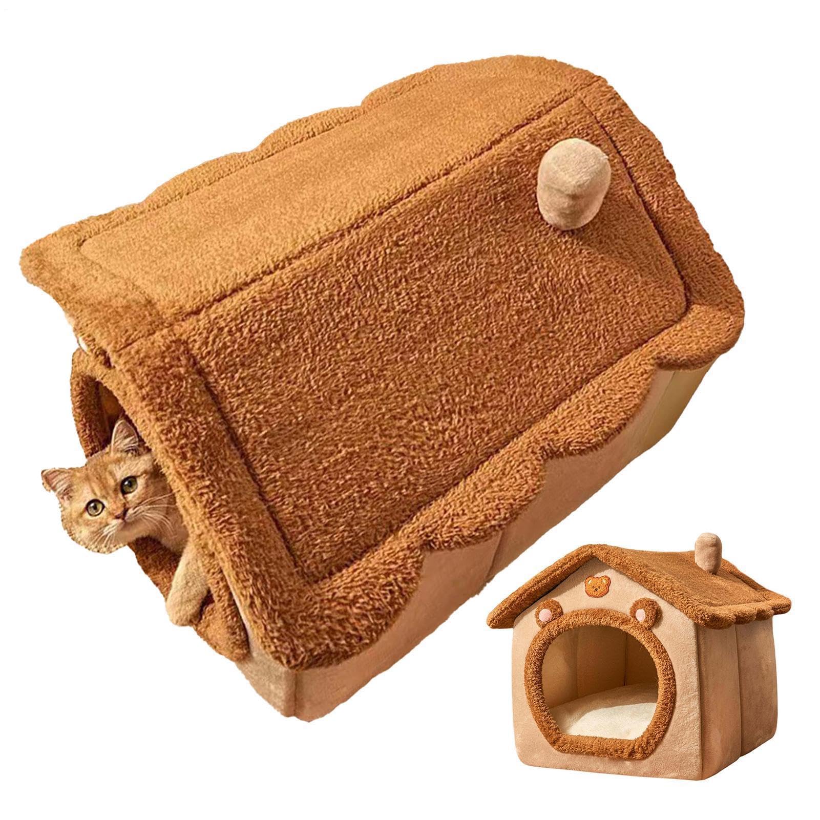 Cachette pour chat et lit douillet chaud en doudou pour animaux