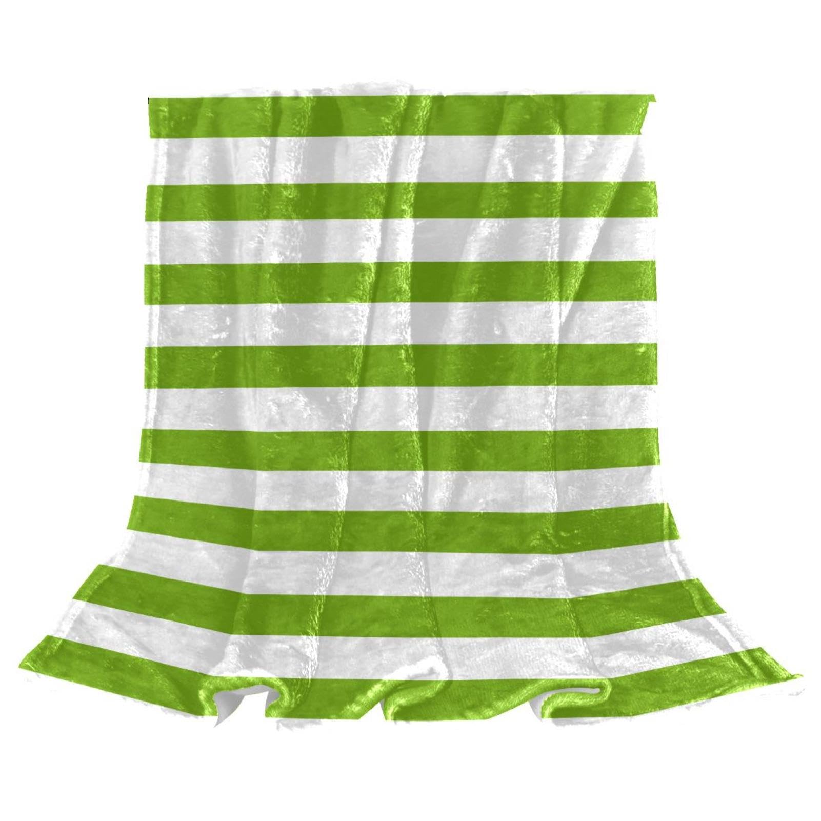 Couverture polaire rayure verte pour un jeté de canapé design et cocooning