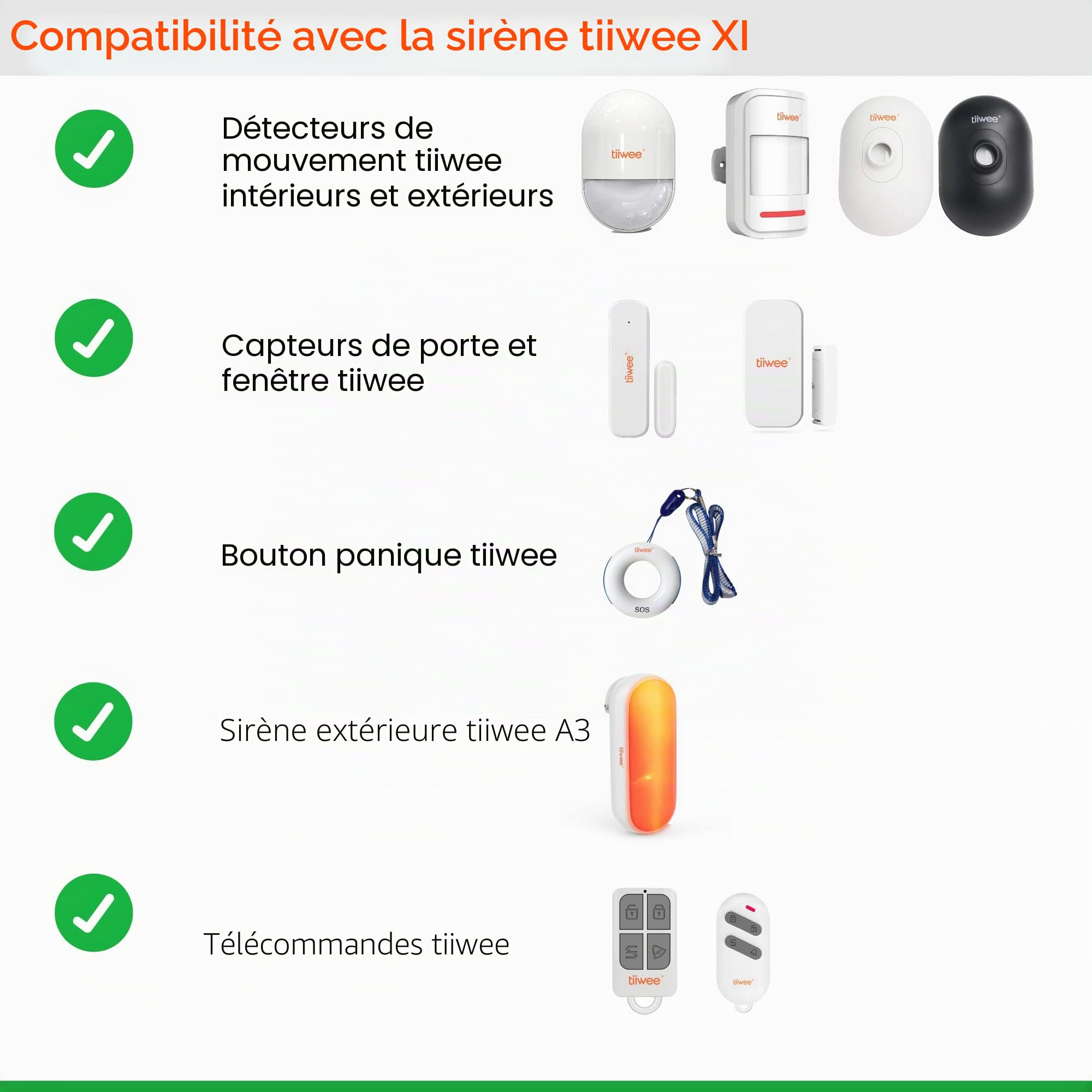 tiiwe Sirène d'Alarme Tiiwee X1 - Étendre Systèmes d'Alarme X1