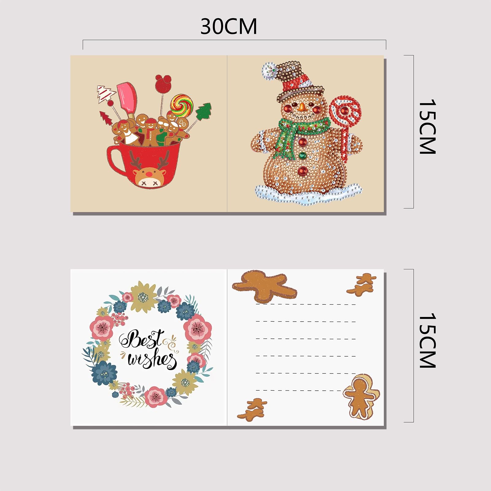 DIY Diamant Malerei Weihnachtskarten Set - 5D Strasskarten Mit Umschlägen Zum Selbergestalten