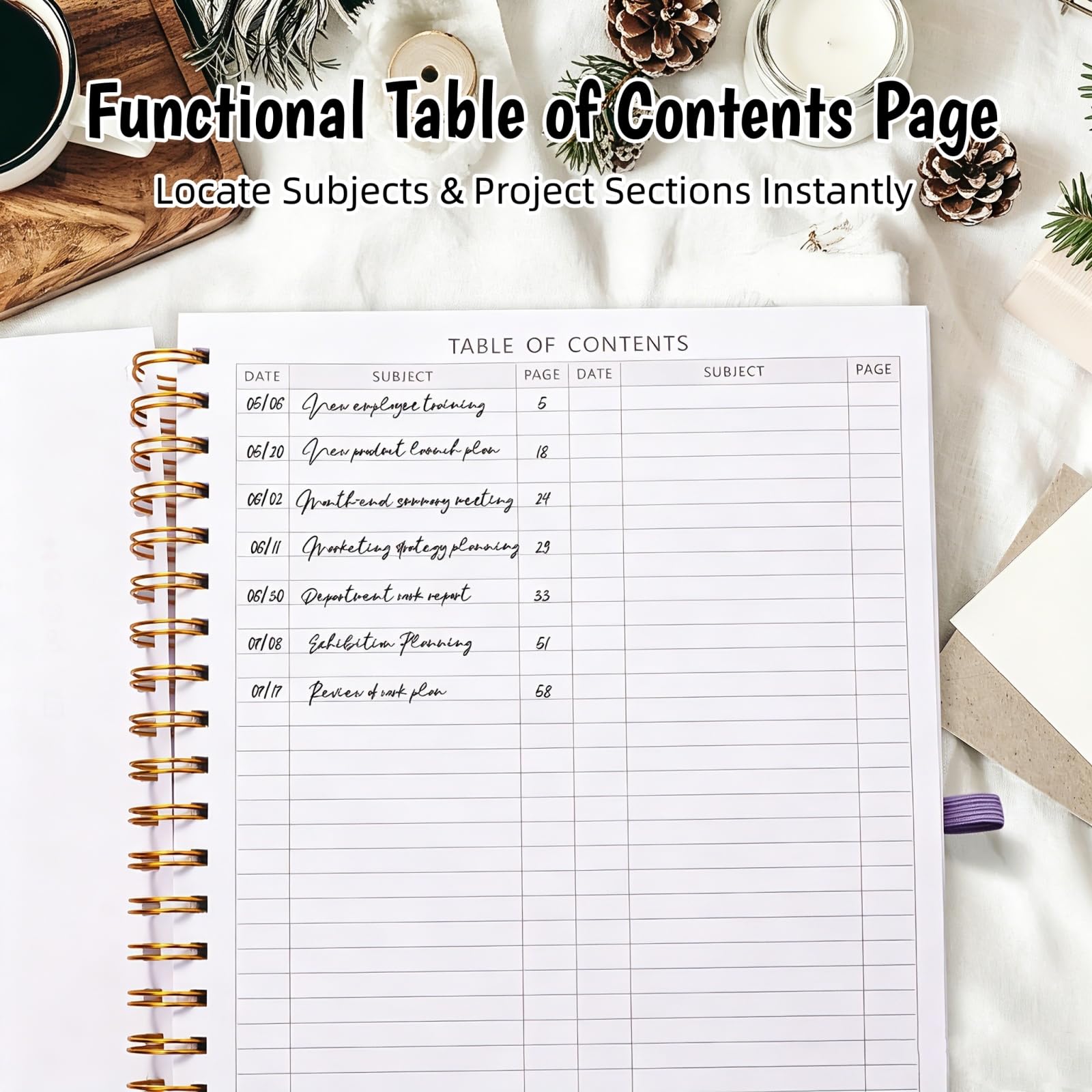 Taccuino a righe universitario, quaderno a spirale 21,6 x 27,9 cm, 300 pagine numerate, diario per donne e uomini, grande taccuino per scuola e ufficio, quaderni per lavoro, carta spessa, linguette