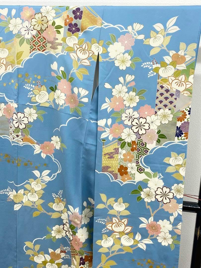 振袖 青柳 十日町 豪華 金駒 金彩 紋意匠 身丈162cm 撥水加工済