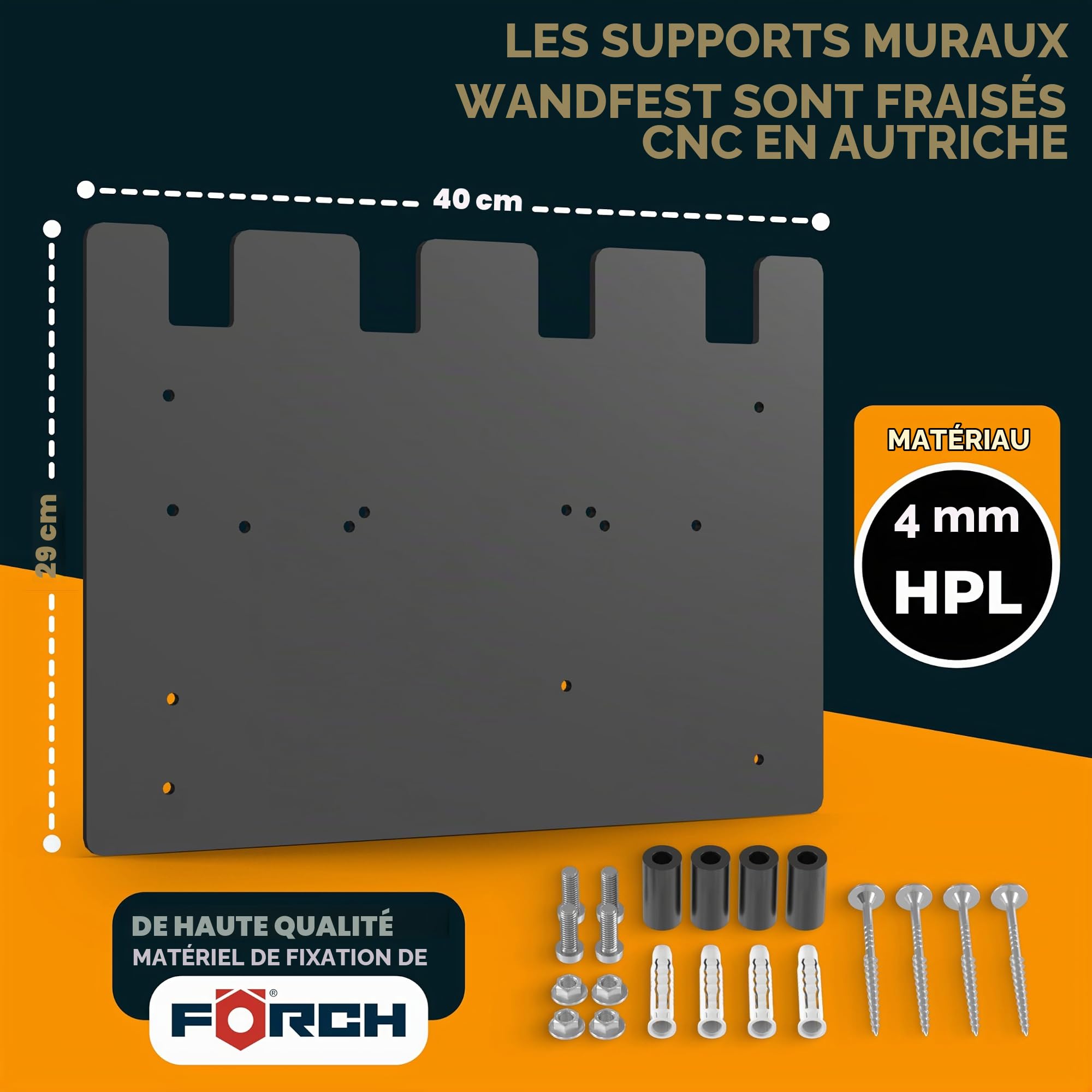 Wandfest® Worx Support mural pour 4 batteries et chargeurs Worx - Fabriqué en Autriche - Pour 4 batteries - Maintenant plus d'ordre dans l'atelier et le garage