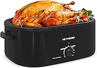 Vista 1 de Horno tostador de 18 cuartos de galón con tapa de autohilvanado, horno eléctrico de pavo de acero inoxidable de 1450W con asas de tacto frío, Negro