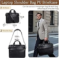 Vista 59 de Bolsa de mensajero para hombre de 17.3 pulgadas de lona/cuero para portátil, mochila para hombre, maletín para computadora, bolsa de hombro Marrón
